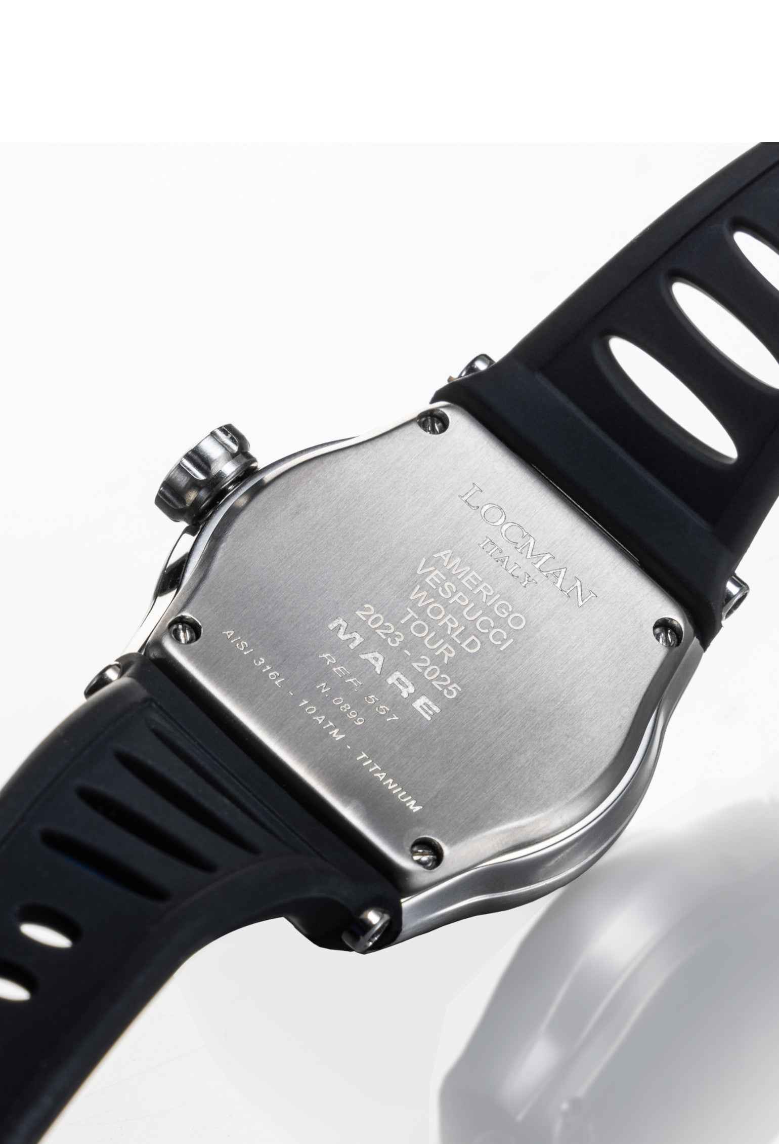 Locman Uomo Cronografo Marina Militare Nuovo Mare, Quadrante Bianco, Cassa In Acciaio E Titanio, Cinturino In Silicone, Orologio Sportivo