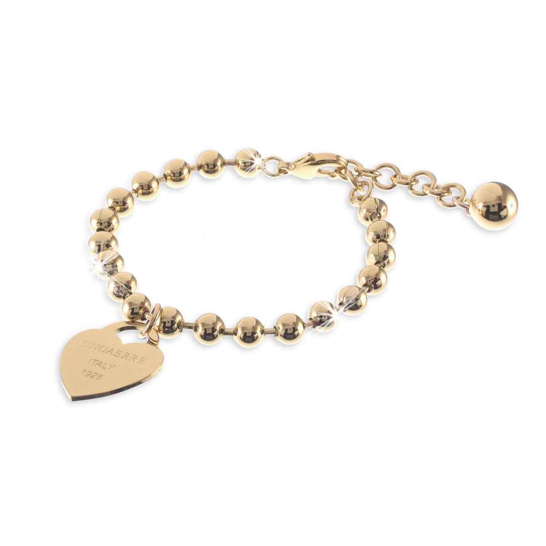 Unoaerre 1313 golden bracelet with heart and spheres 