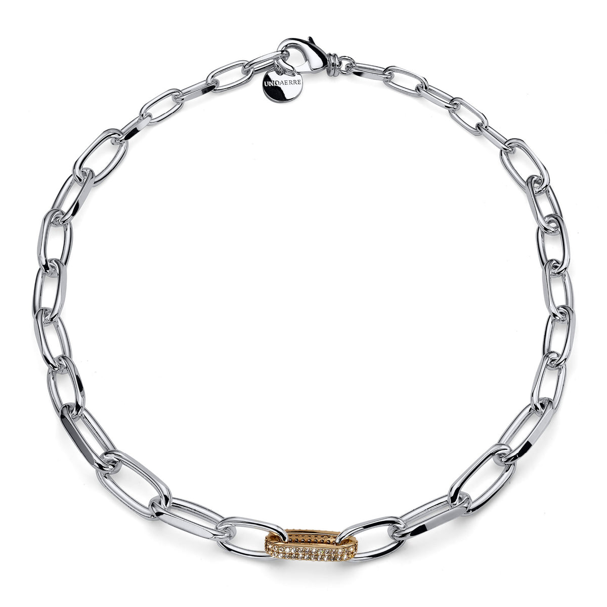 Unoaerre 2780 two-tone necklace with zirconia link