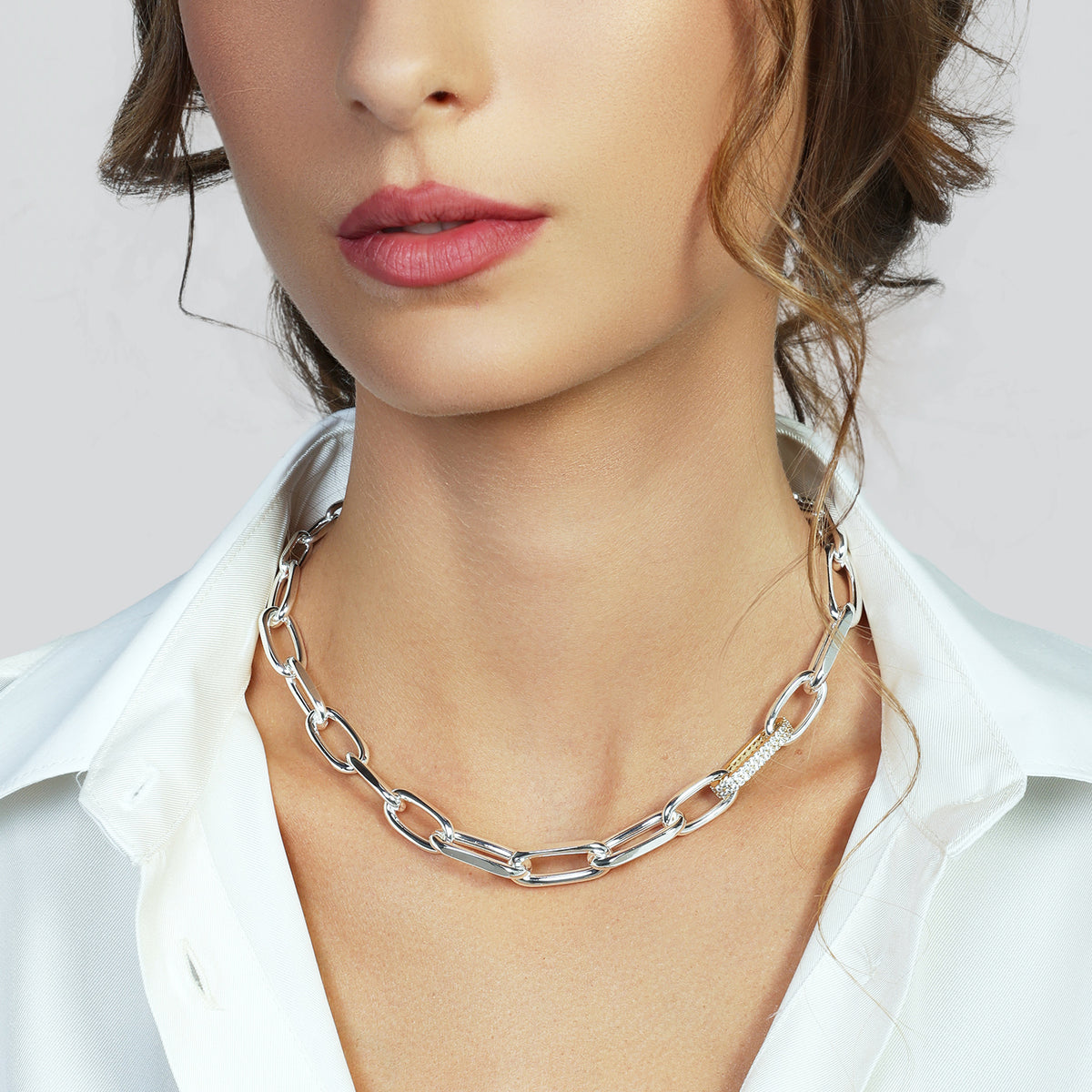 Unoaerre 2780 two-tone necklace with zirconia link