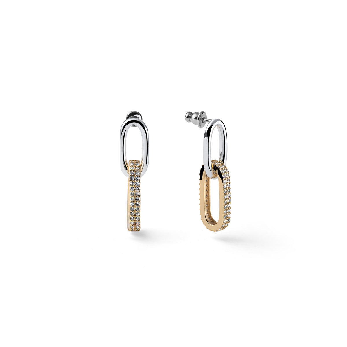Unoaerre 2787 two-tone chain earrings with zirconia 