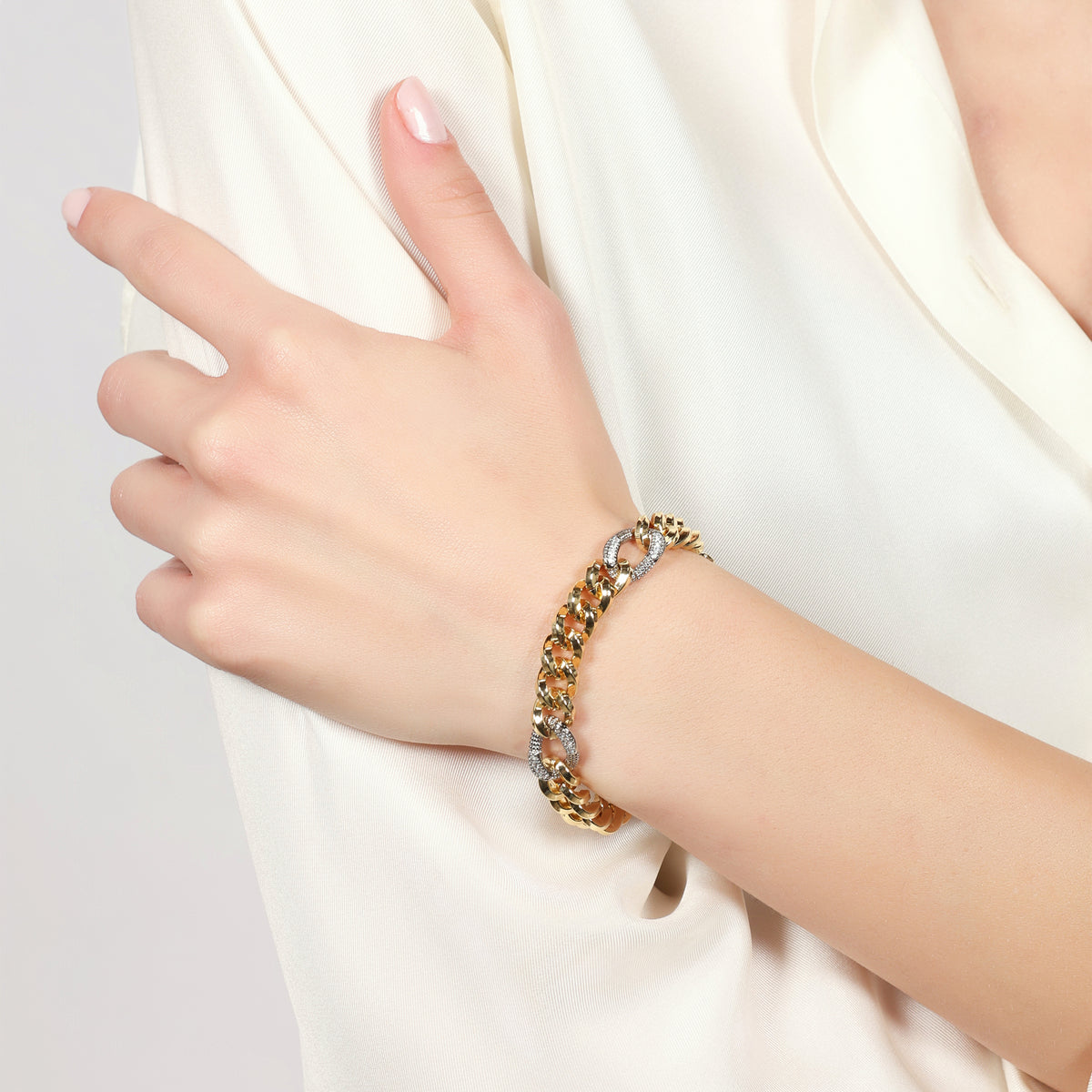 Bracciale bicolore grumetta e zirconi Unoaerre 2800