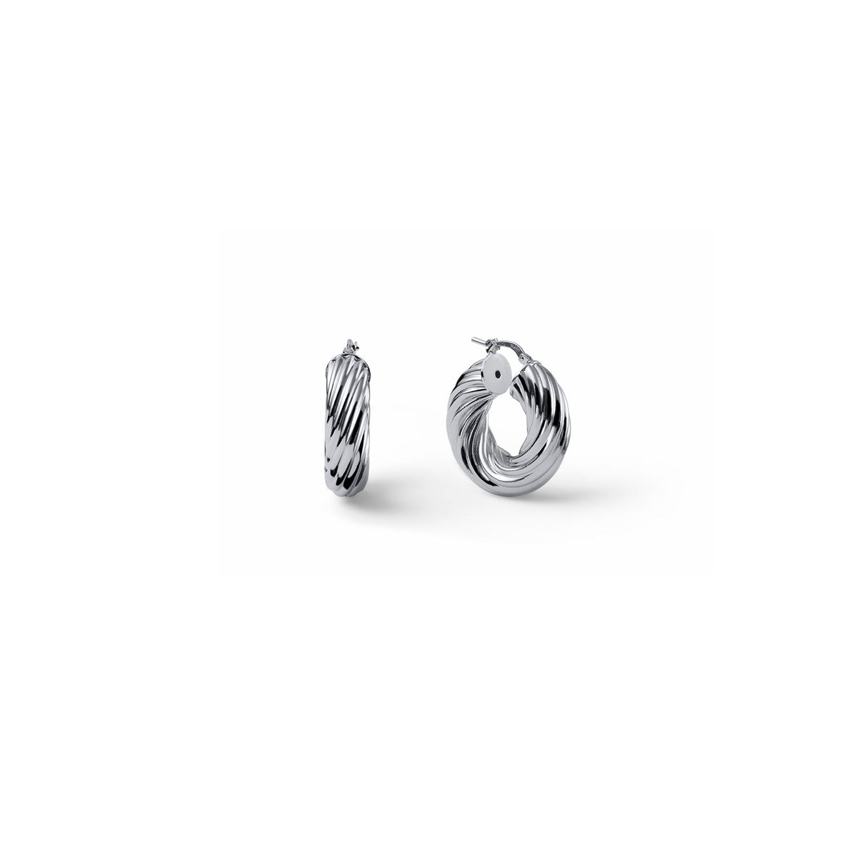 Unoaerre 2810 Silver Torchon Hoop Earrings