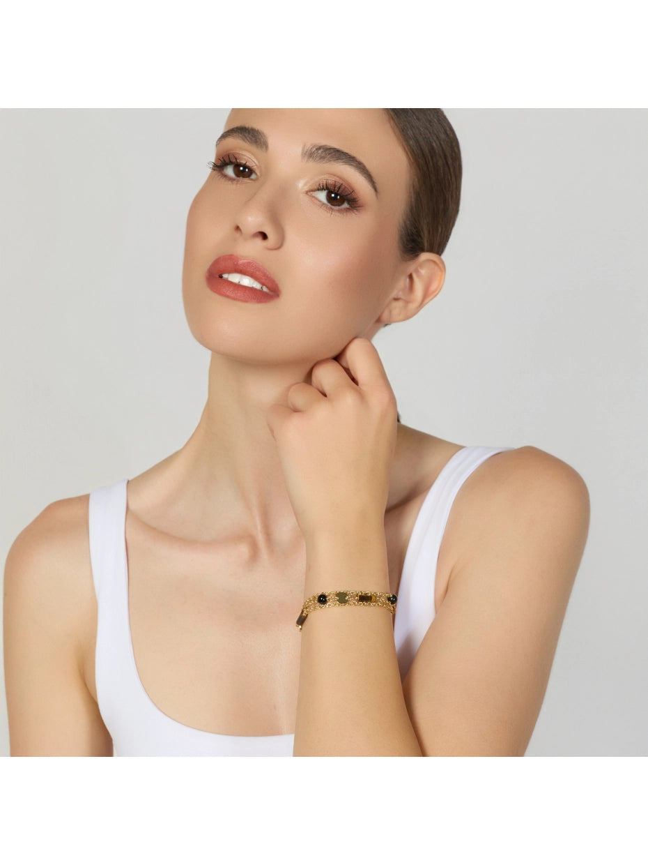 Bracciale Multifilo con Onice e Occhio di Tigre Unoaerre 2889