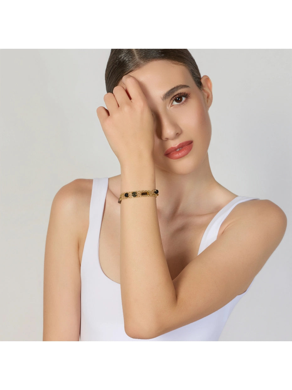 Bracciale Multifilo con Onice e Occhio di Tigre Unoaerre 2889