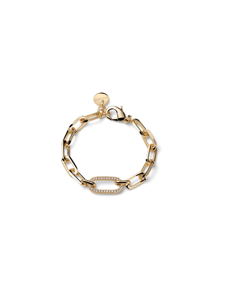 Bracciale Dorato Paper Clip e Zirconi Unoaerre 2892