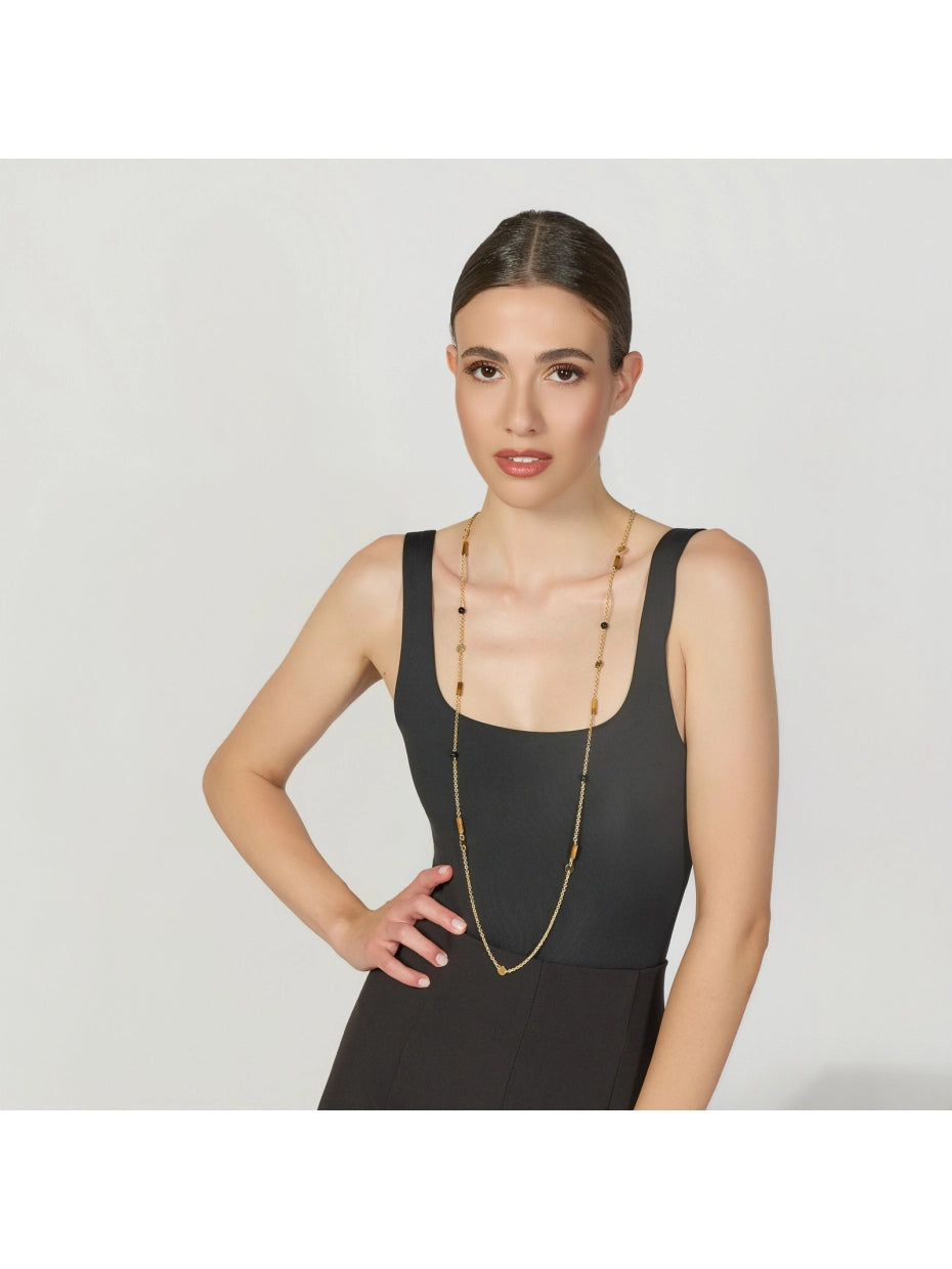 Collana Lunga Joya con Onice e Occhio di tigre Unoaerre 2897