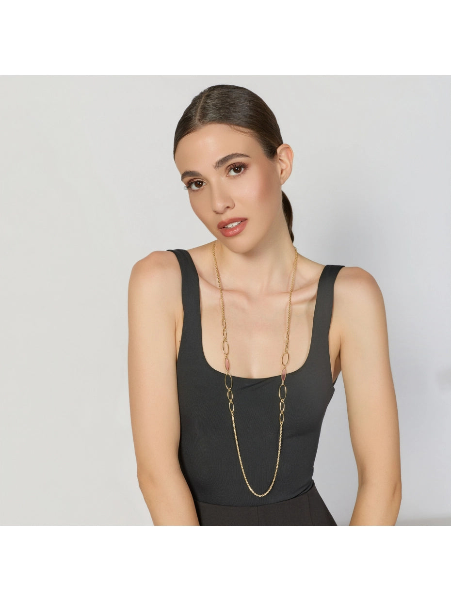 Collana Lunga Joya con Occhio di Gatto Rosa Unoaerre 2899