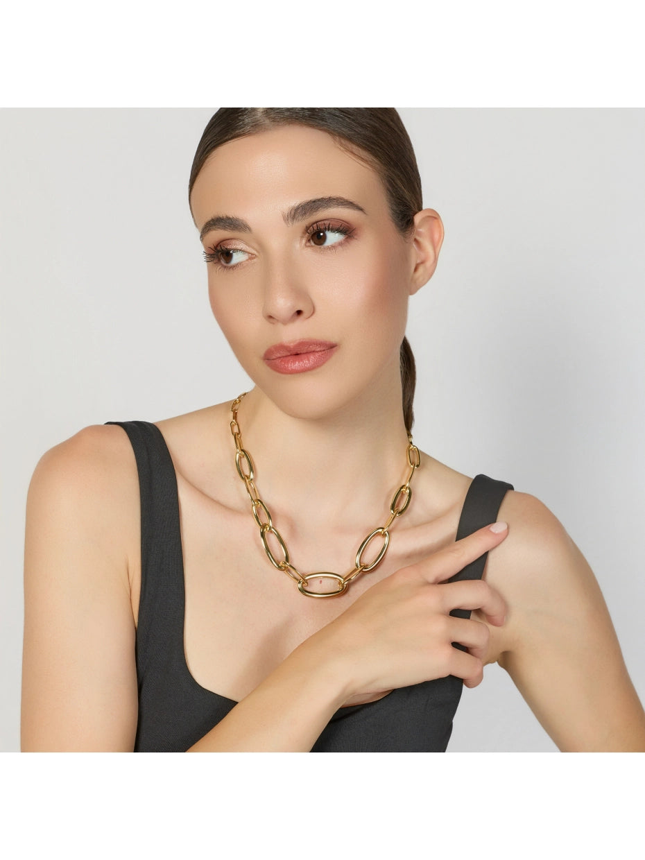 Collana in Catena Ovale Dorata Unoaerre 2916