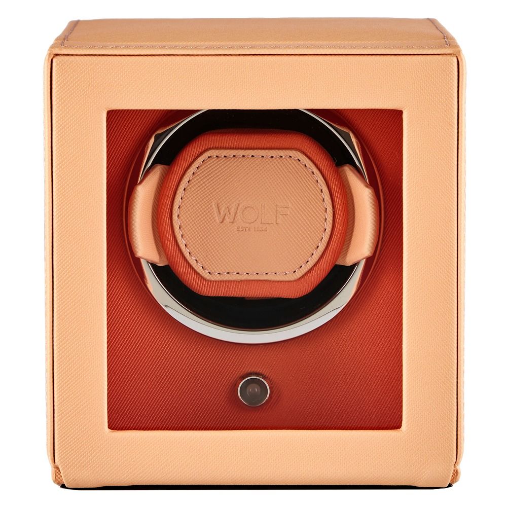 Cub Seltzer Single Watch Winder with Cover - Peach/Orange