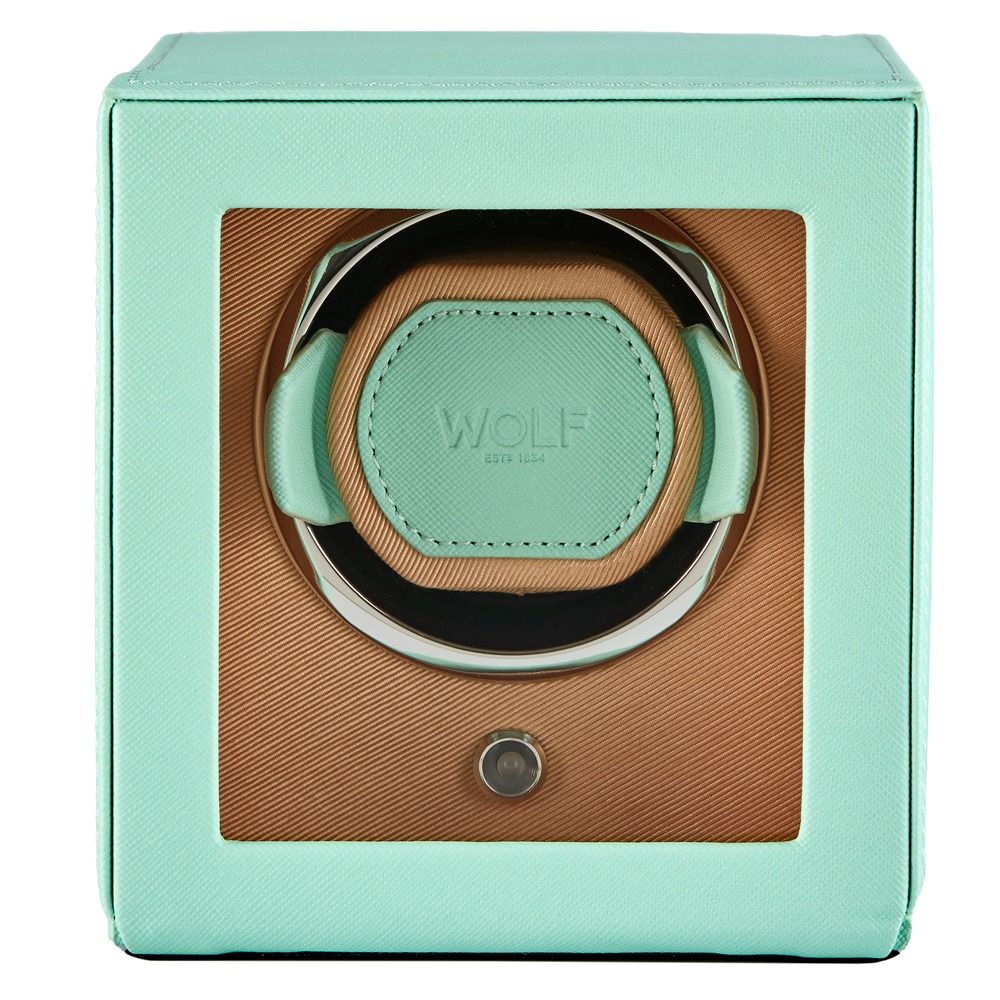 Cub Seltzer Single Watch Winder with Cover - Mint/Peach