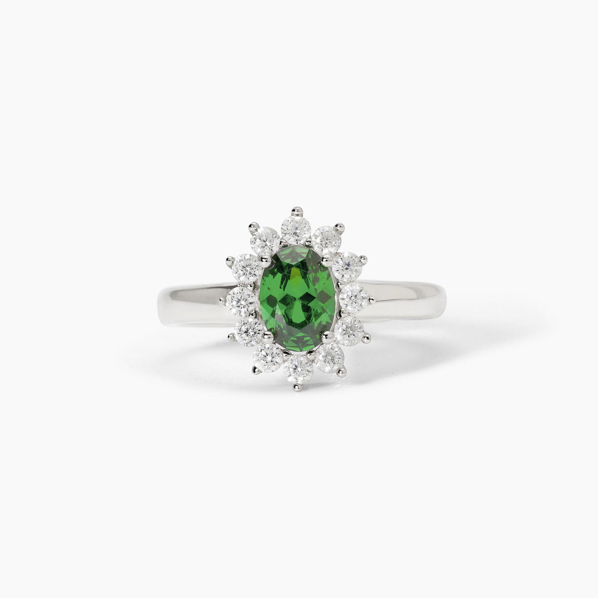 Mabina Jewelry Synthetic Emerald Silver Ring 523359