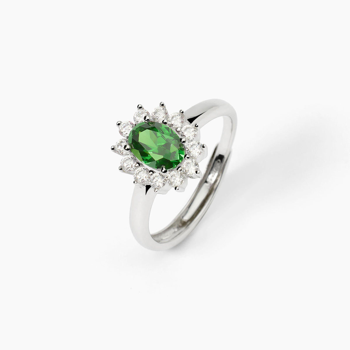 Mabina Jewelry Synthetic Emerald Silver Ring 523359