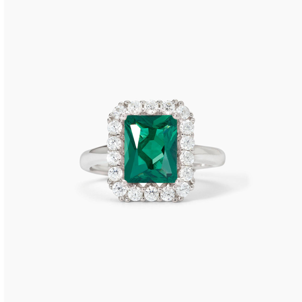 Mabina Jewelry Synthetic Emerald Silver Ring 523433