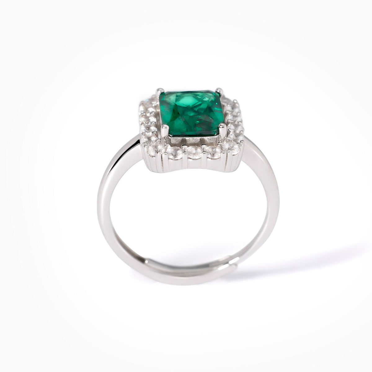 Mabina Jewelry Synthetic Emerald Silver Ring 523433