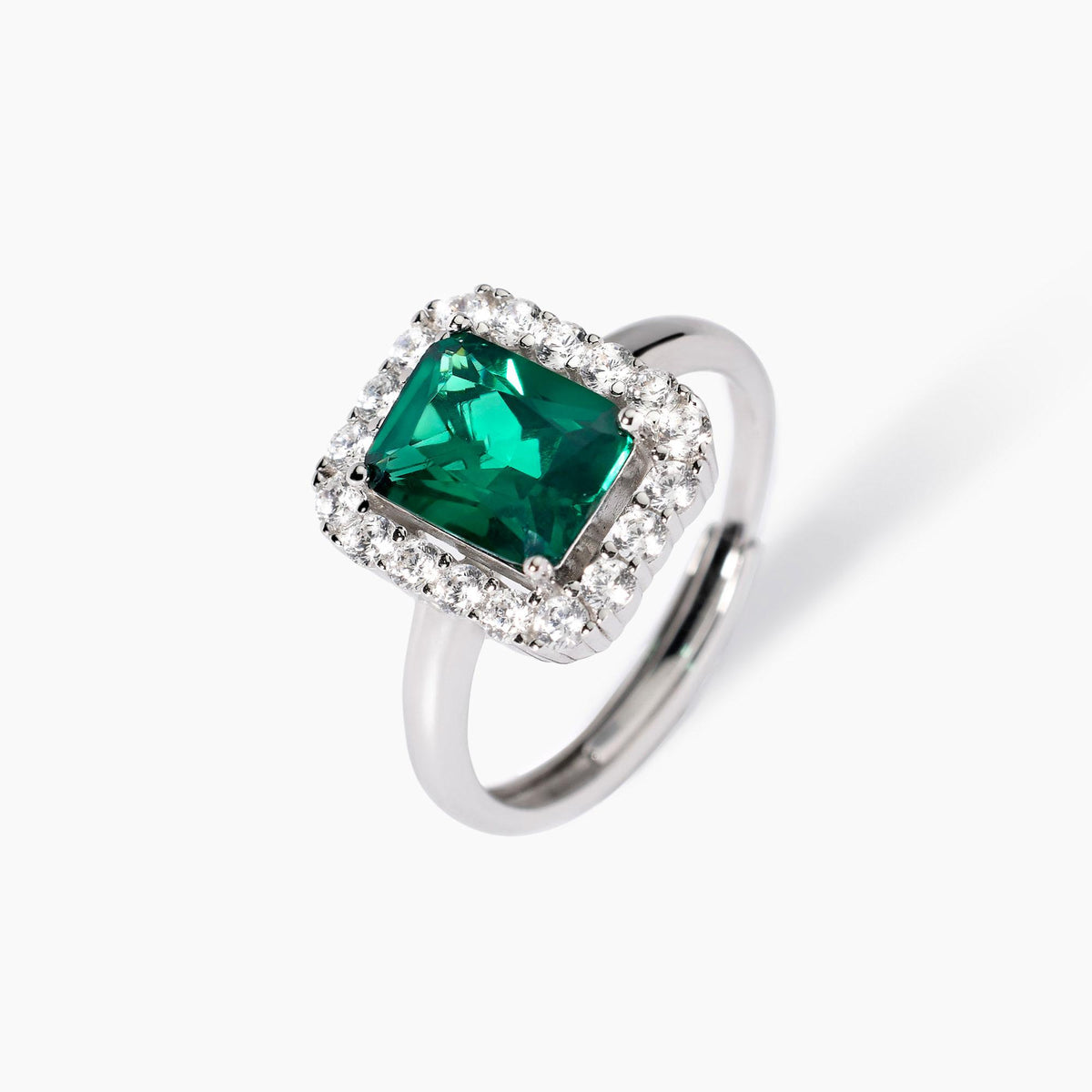 Mabina Jewelry Synthetic Emerald Silver Ring 523433