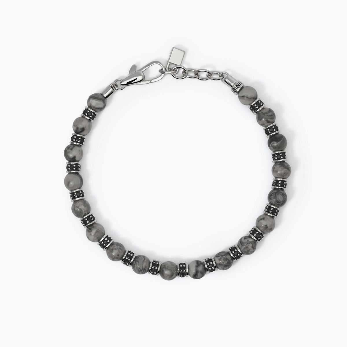 Men's bracelet in silver with Gray Agate Mabina Gioielli 533693 