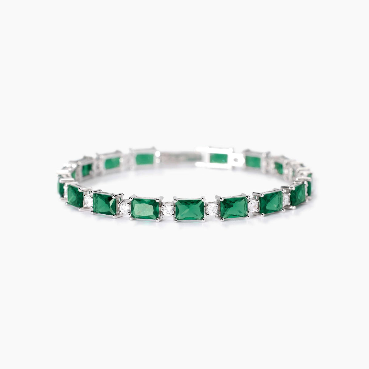 Bracciale in argento con smeraldi  sintetici Mabina 533941-17