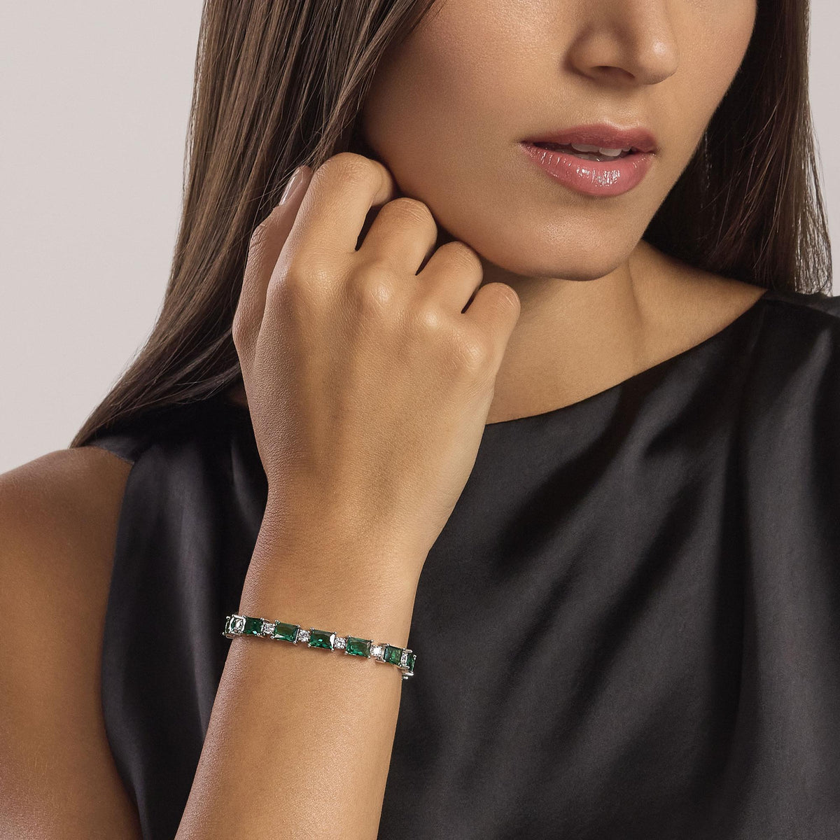 Mabina 533941-17 Synthetic Emerald Silver Bracelet