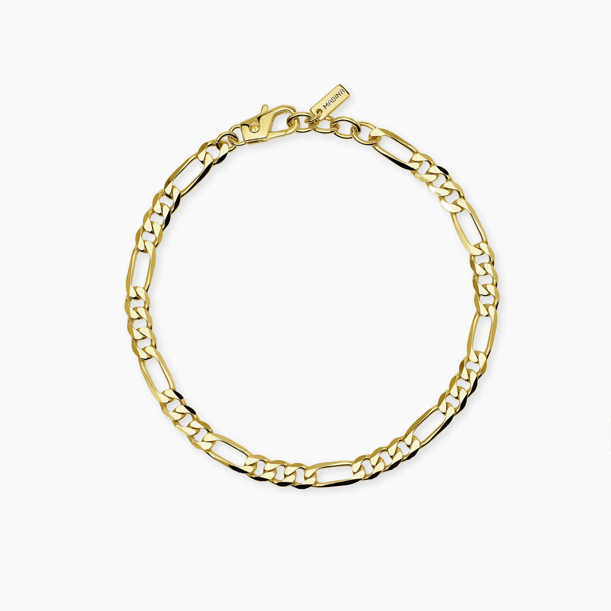 Pulsera de plata dorada con cadena figaro Mabina Joyas 534159