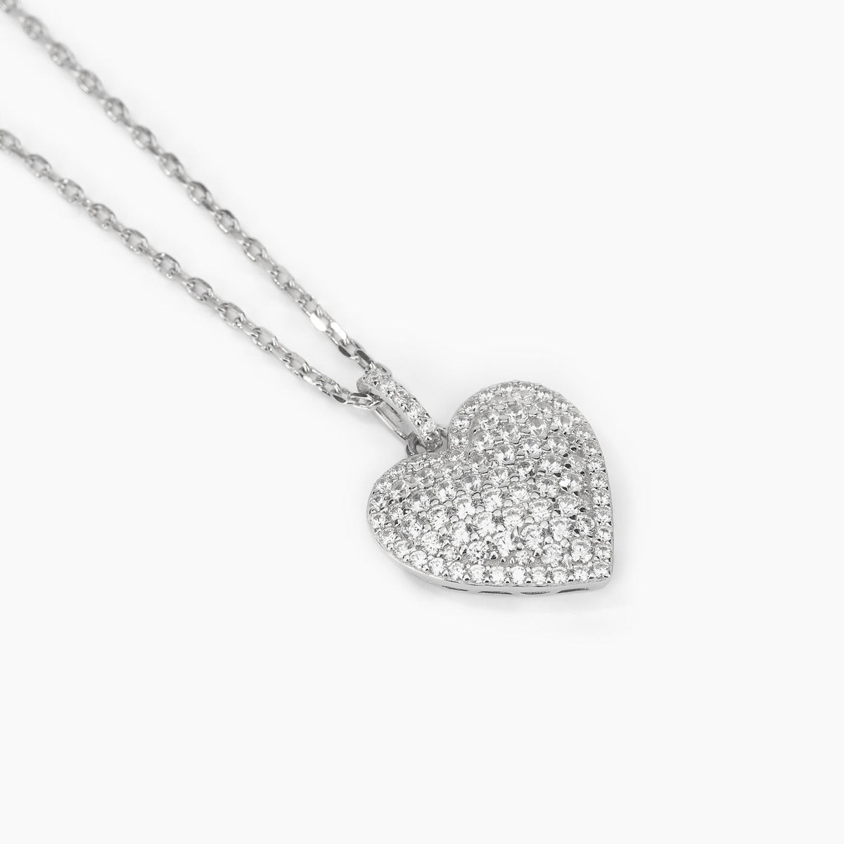 Mabina Heart and Zircon Silver Necklace 553393