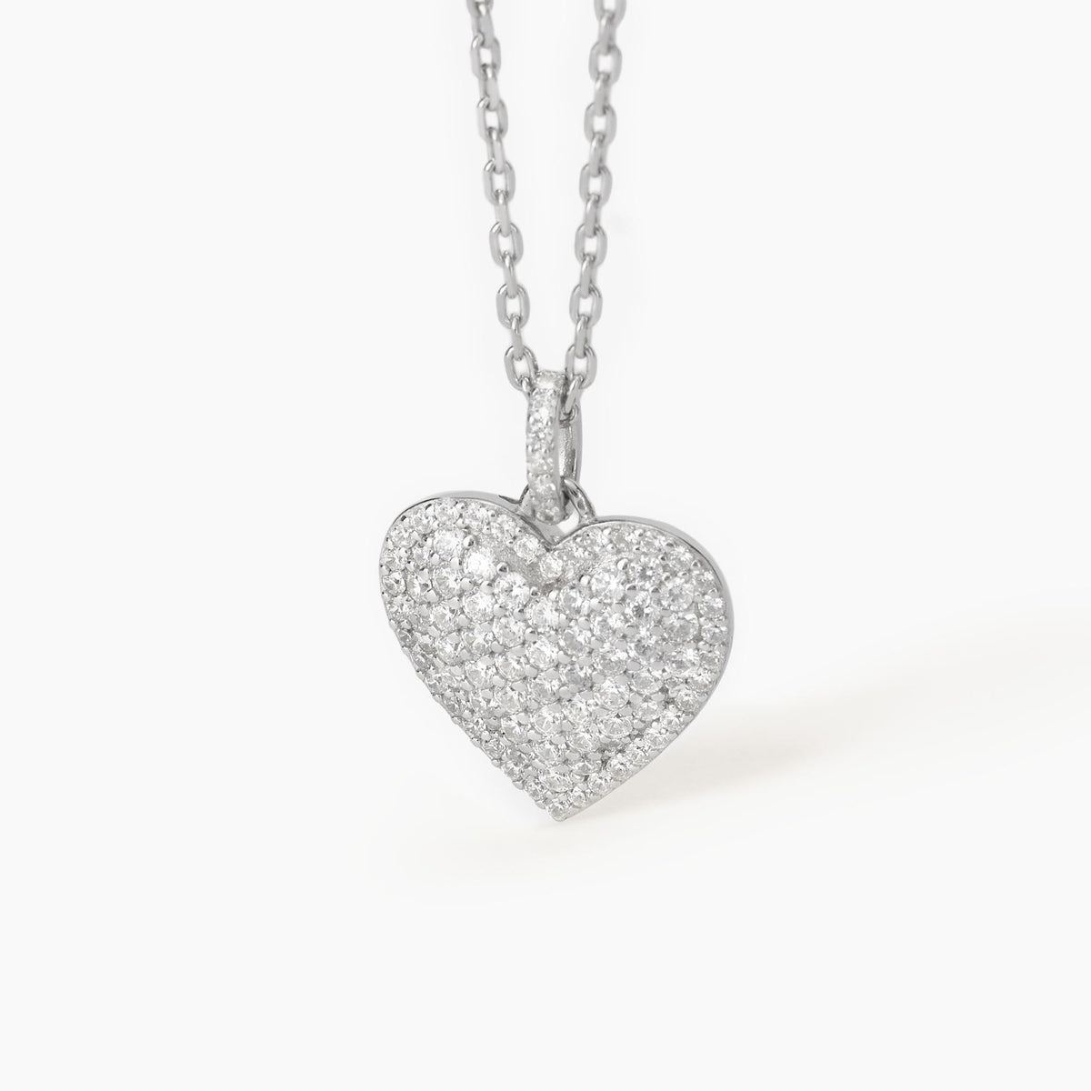 Mabina Heart and Zircon Silver Necklace 553393