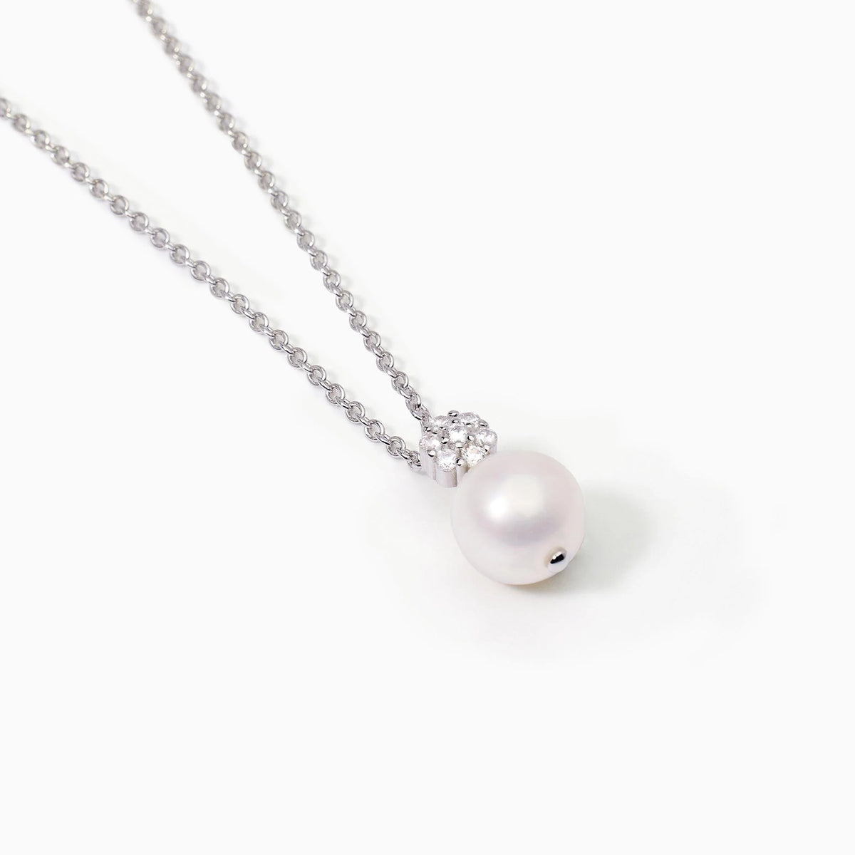 Girocollo da donna in argento con perla coltivata e zirconi Mabina Gioielli 553546