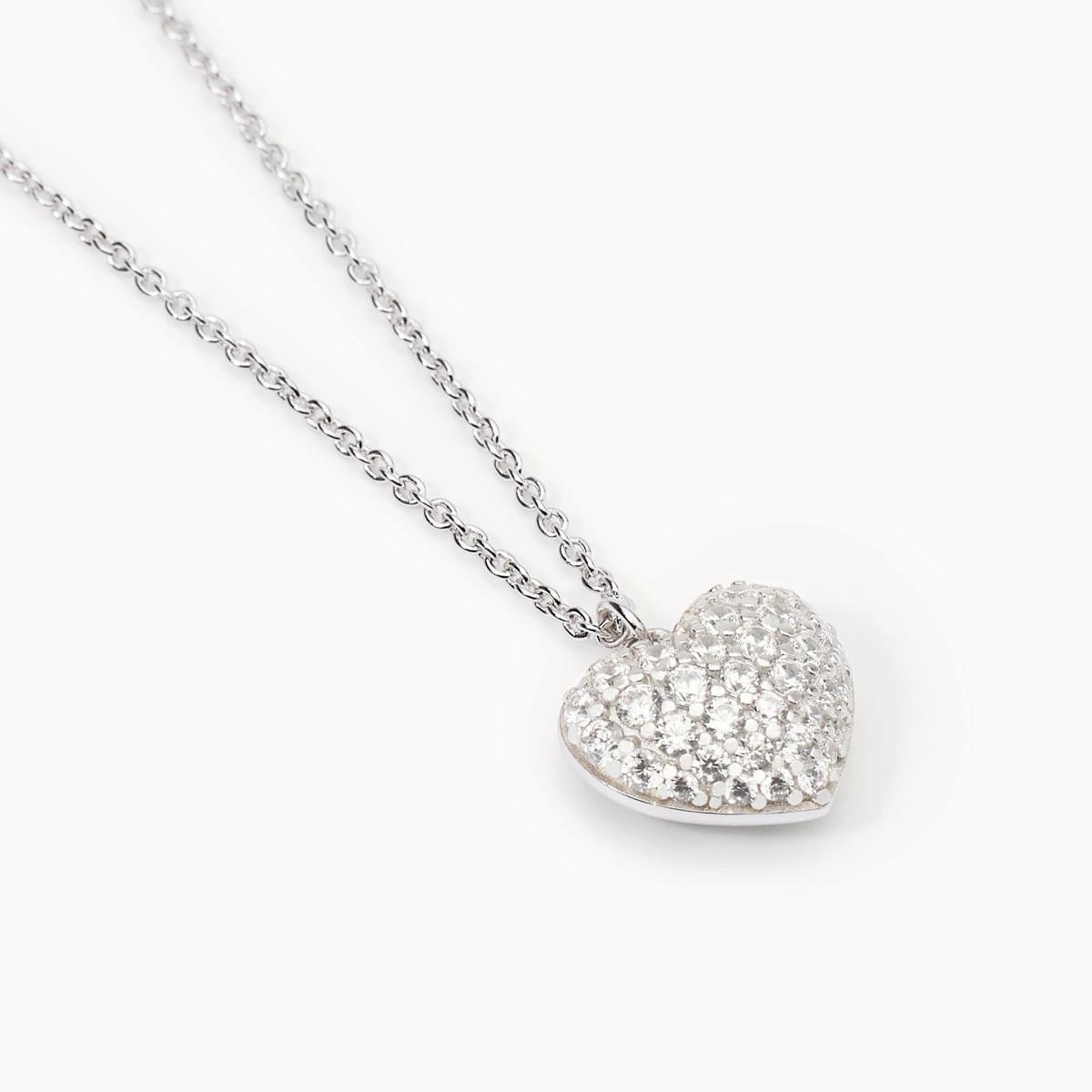 Mabina Heart and Zircon Necklace in Silver 553709