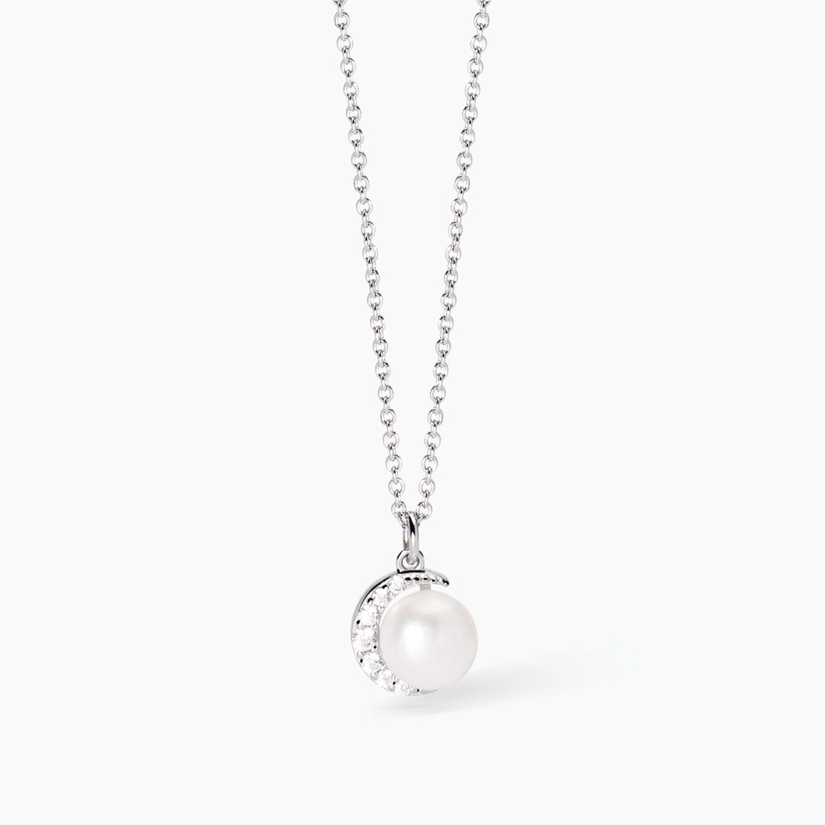 Girocollo in argento con perla coltivata e luna di zirconi Mabina Gioielli 553730