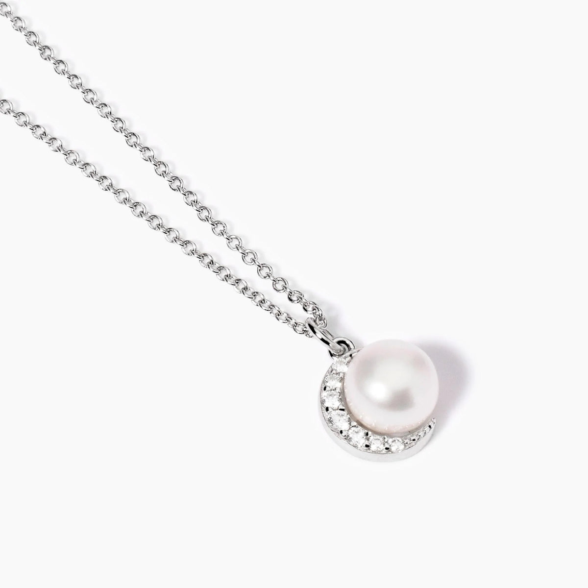 Girocollo in argento con perla coltivata e luna di zirconi Mabina Gioielli 553730