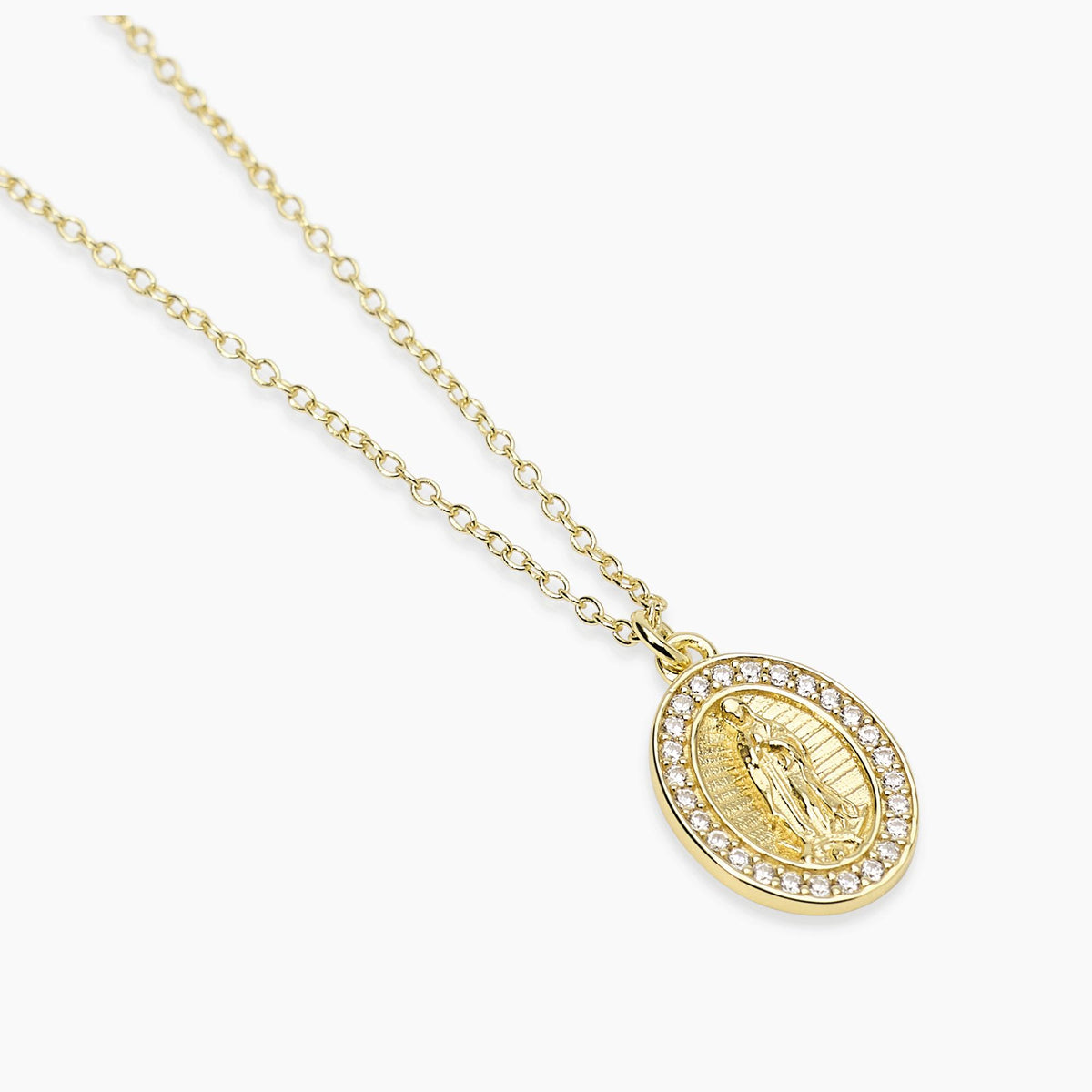 Gargantilla con colgante de plata Dorada Madonnina y circonios Mabina Joyas 553895