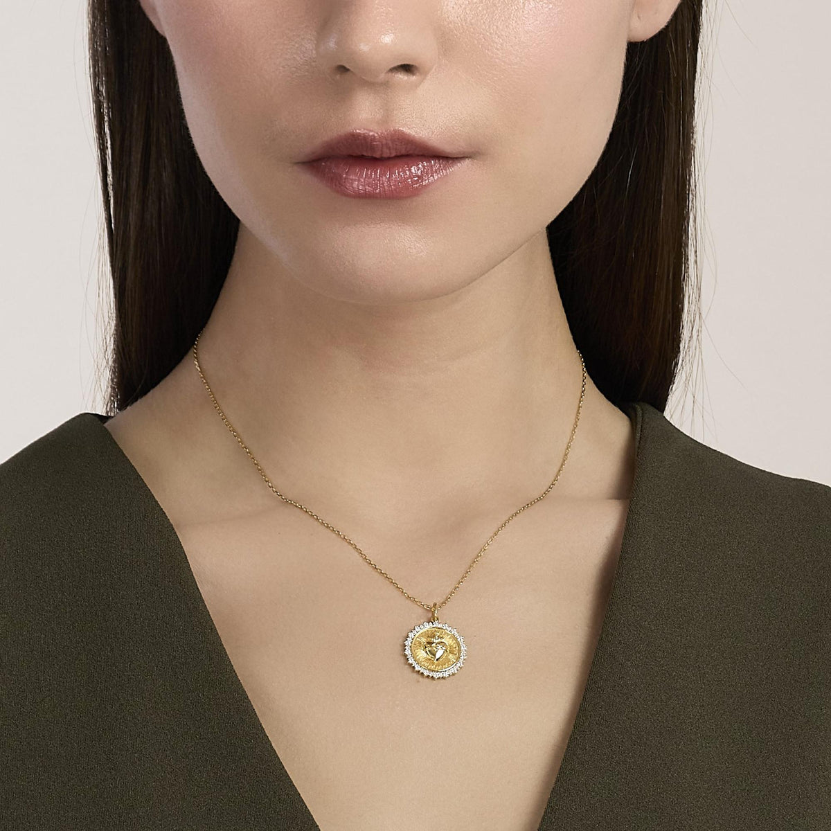 Gargantilla con colgante de plata Dorado Sagrado Corazón Mabina Joyas 553897