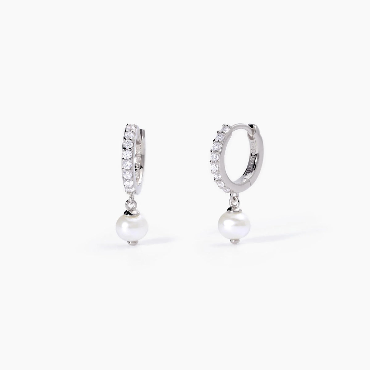 Orecchini a cerchio in argento con perle coltivate Mabina Gioielli 563571