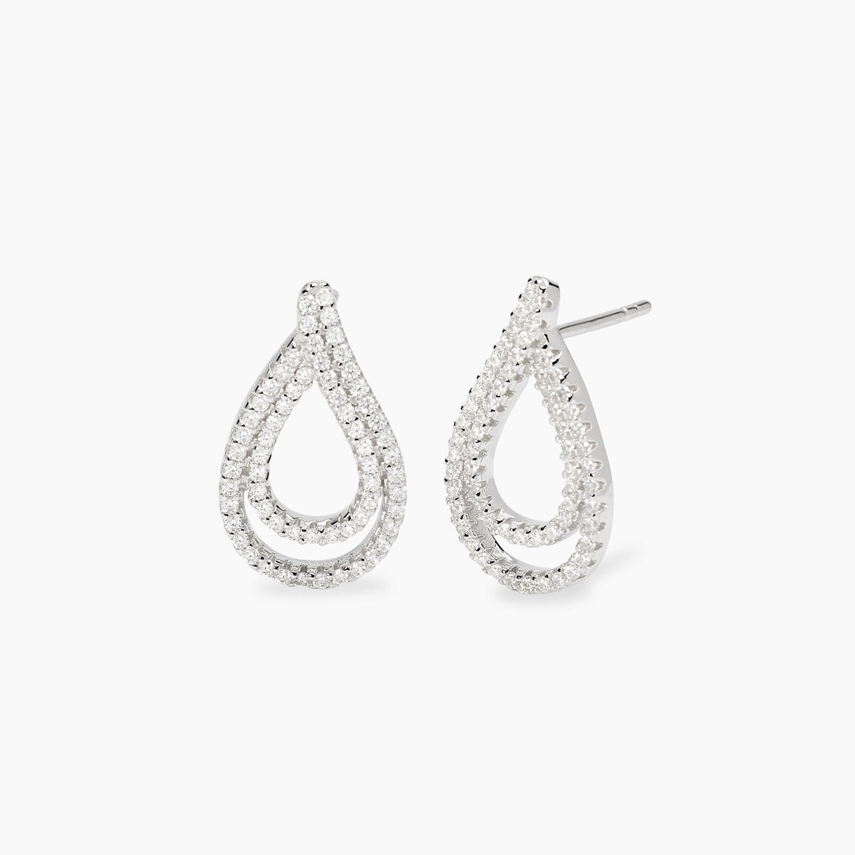 Pendientes de gota en plata con circonios Mabina Joyas 563966