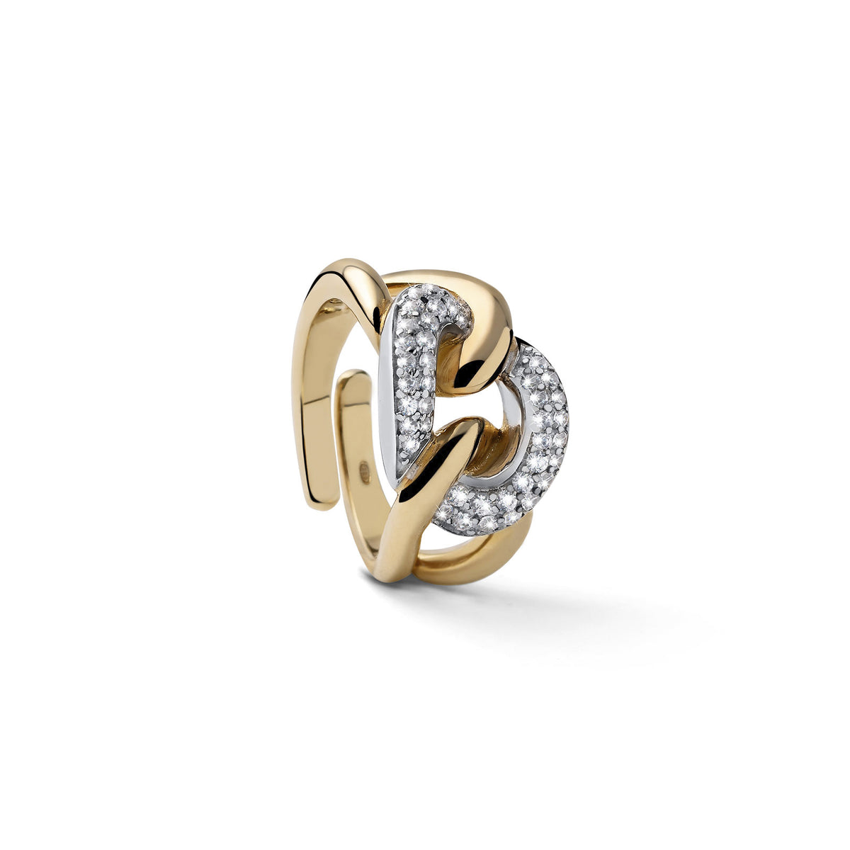 Unoaerre 6567/12 Gold Plated Silver and Zirconia Curb Ring 