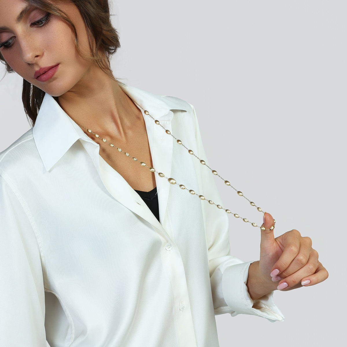 Unoaerre 6658 Satin Gold-Plated Silver Long Necklace 