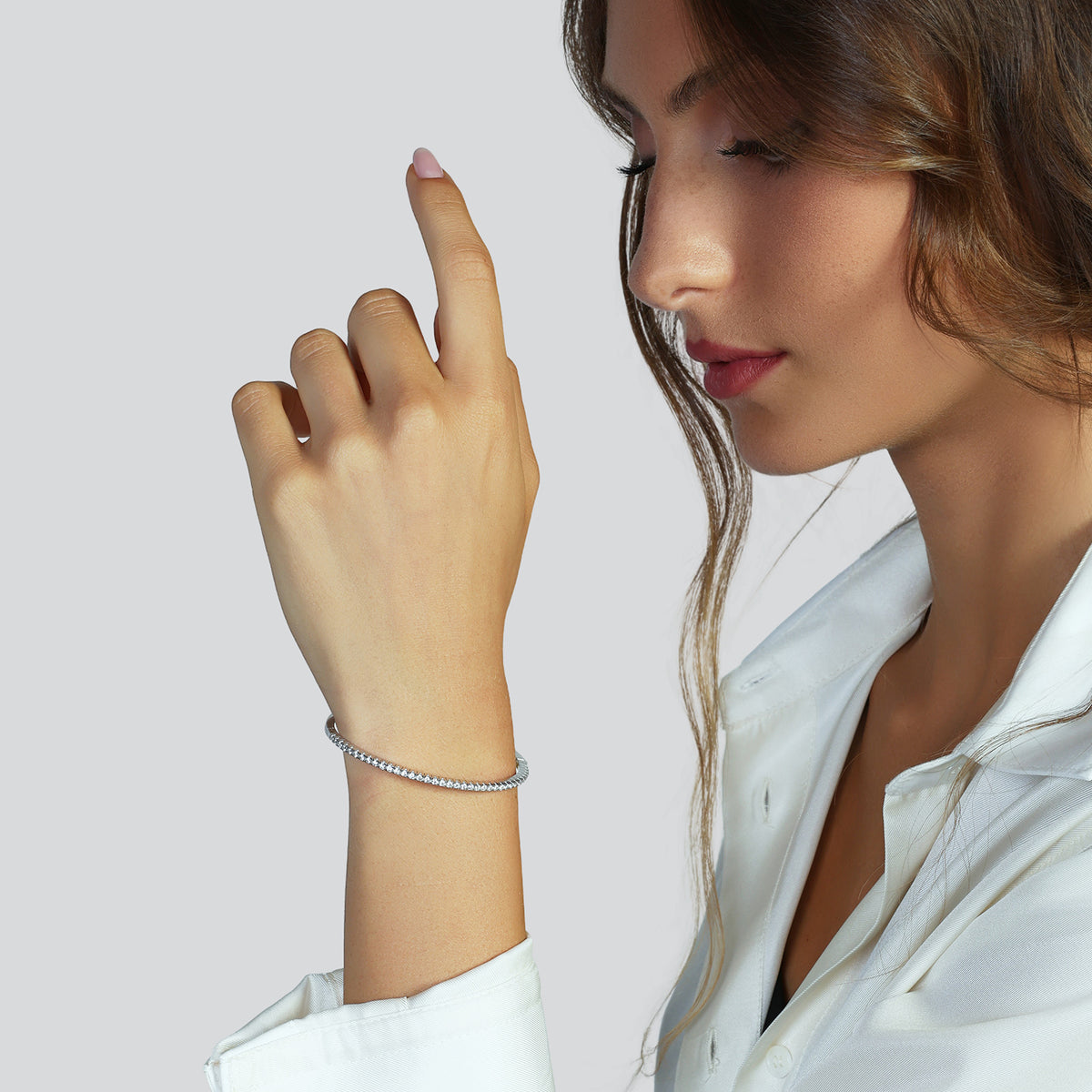 Unoaerre 6688 silver tennis bangle bracelet 