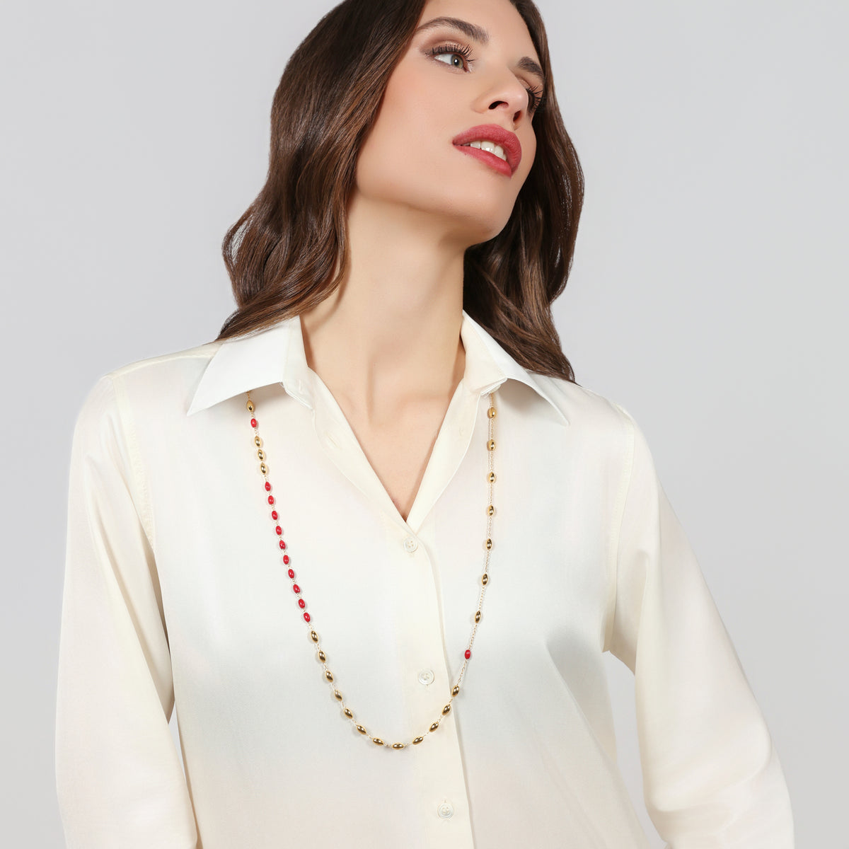 Unoaerre 6705 Gold-Plated Silver Boule Long Necklace 