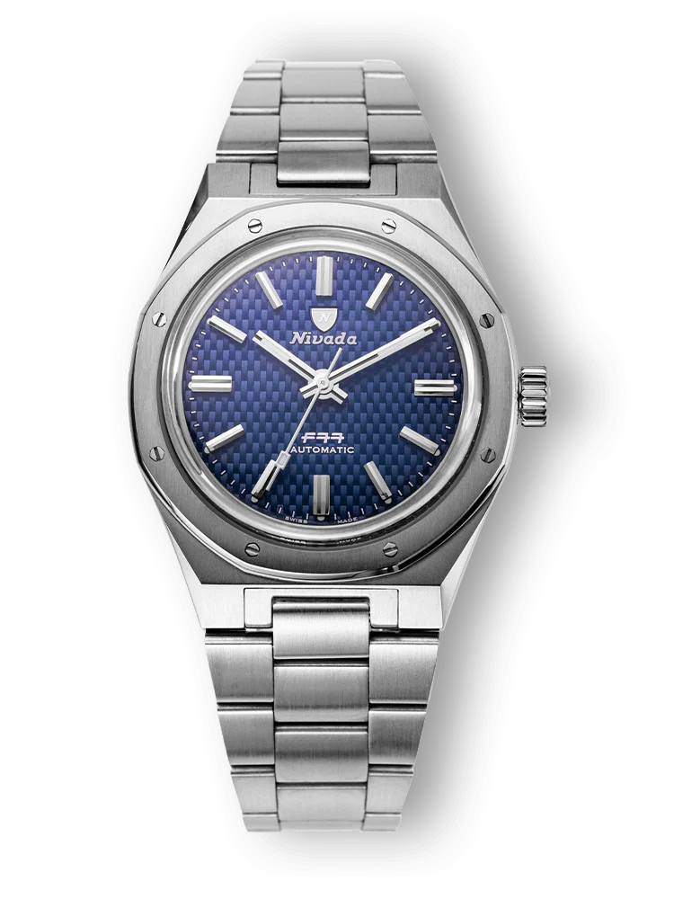 Nivada Grenchen F77 Bleu Sans Date 68001A77