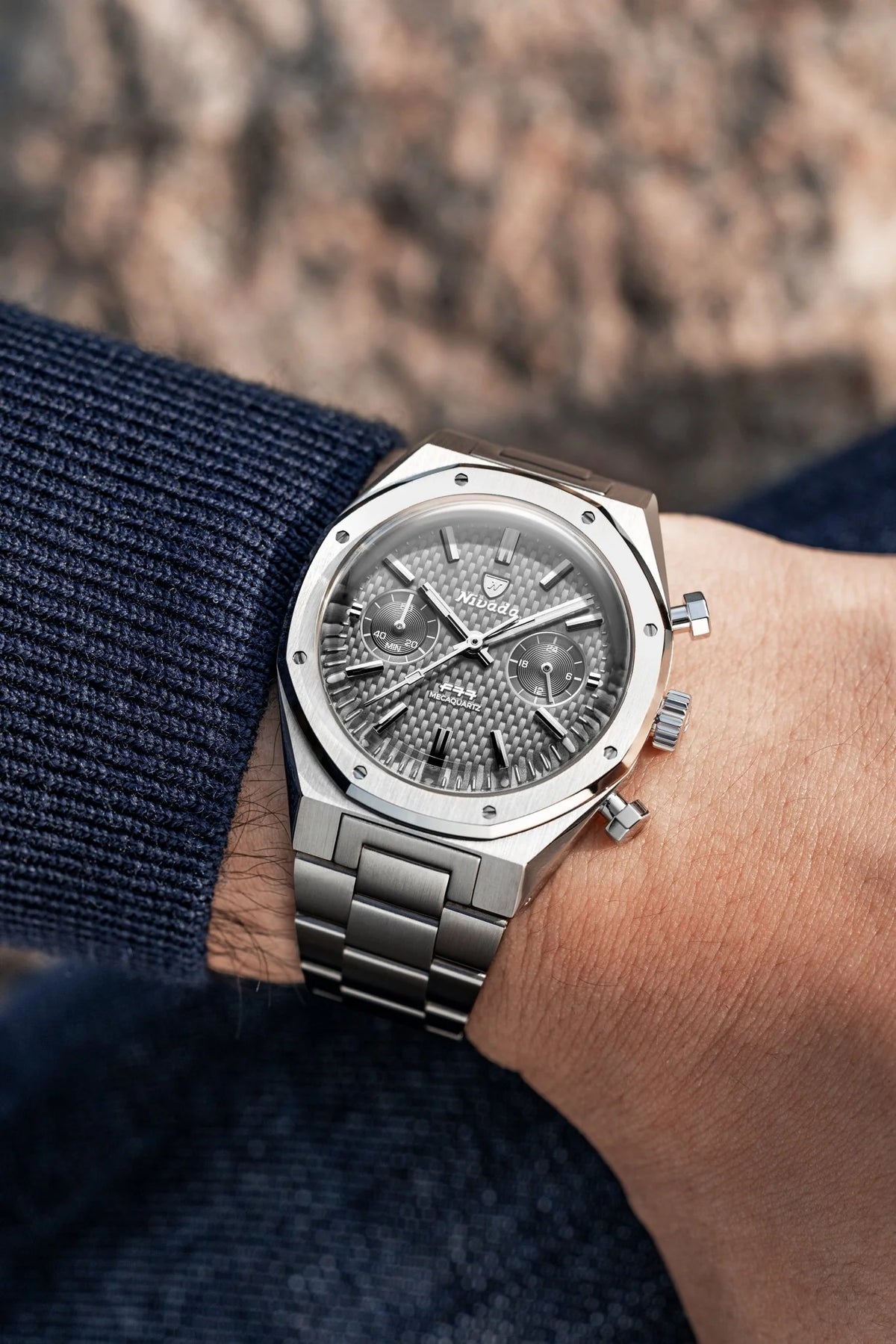 Nivada Grenchen F77 Chrono Mecaquartz Grey 68001Q77