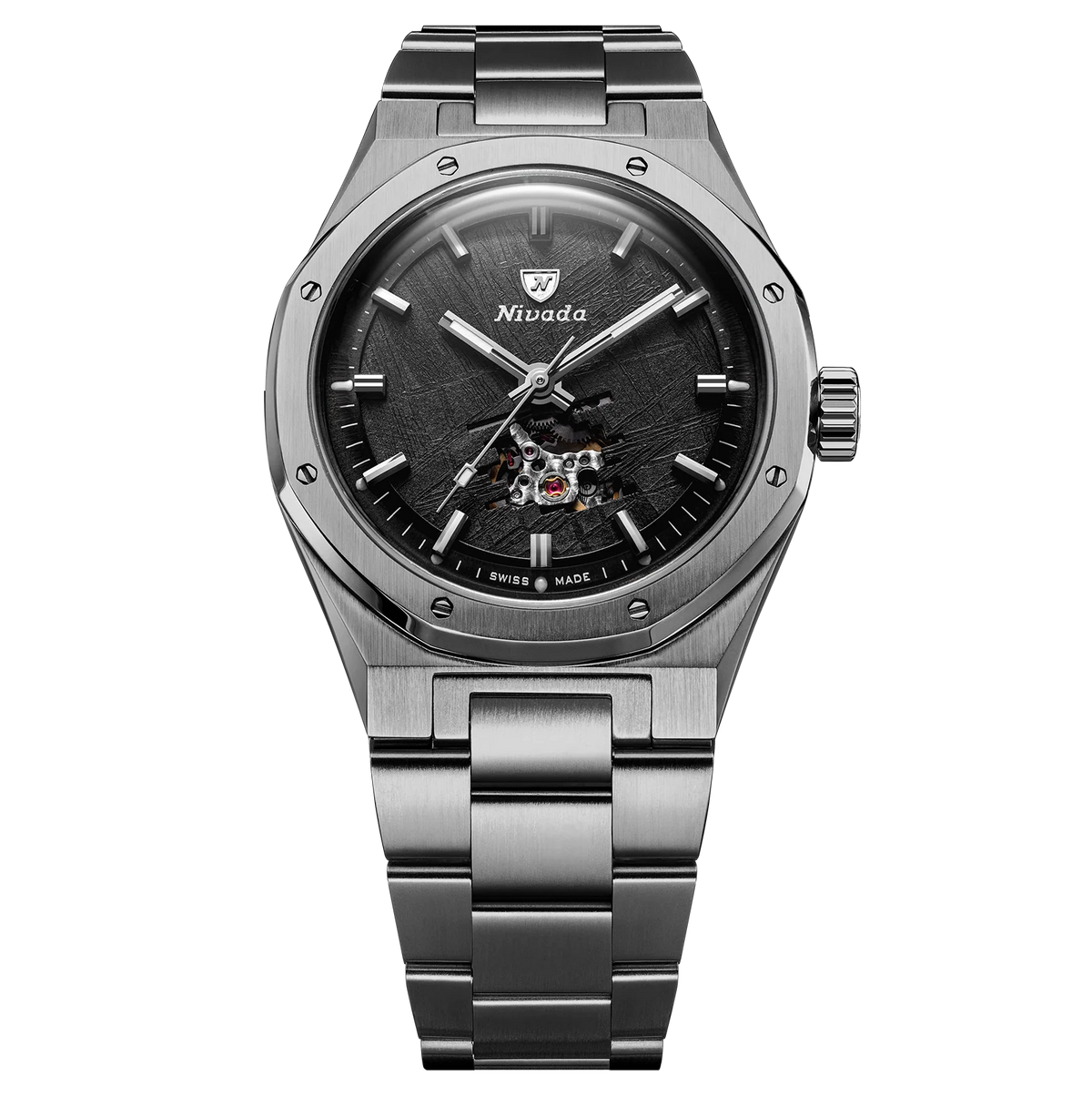 Nivada Grenchen F77 Titanium Meteorite Open Heart MK2 38mm 68052A77