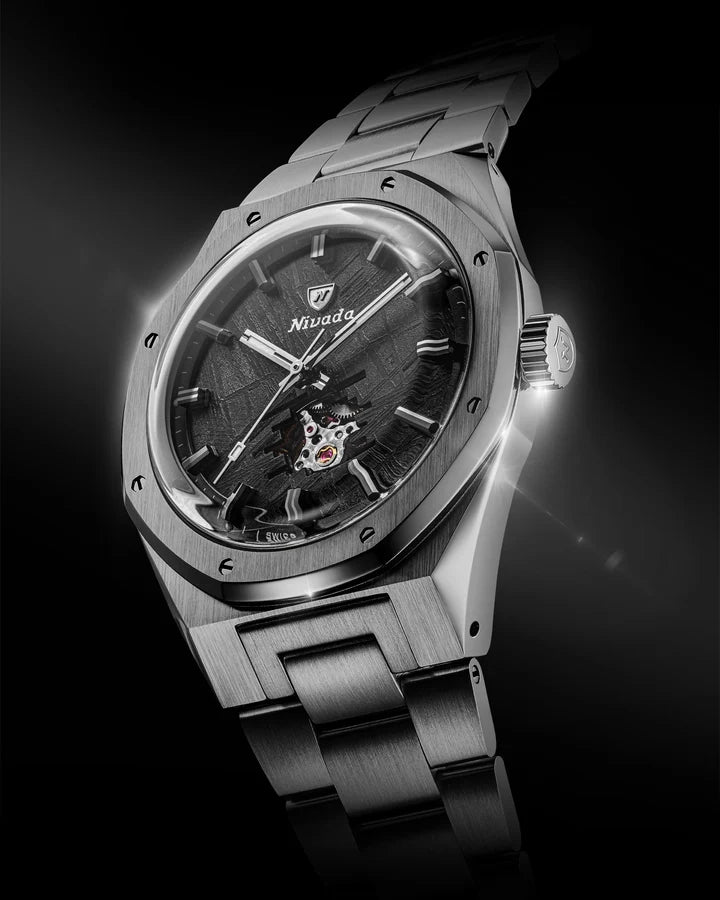 Nivada Grenchen F77 Titanium Meteorite Open Heart MK2 38mm 68052A77