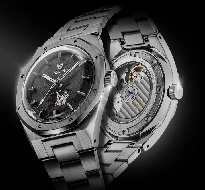 Nivada Grenchen F77 Titanium Meteorite Open Heart MK2 38mm 68052A77