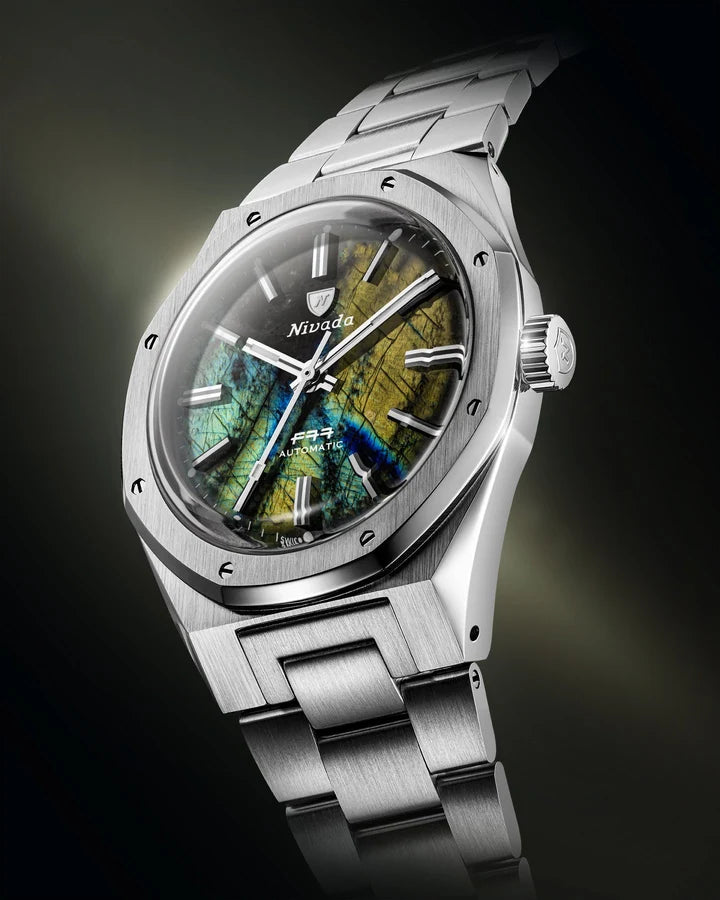 Nivada Grenchen F77 MK2 Labradorite 100 Years 38mm 68054A77