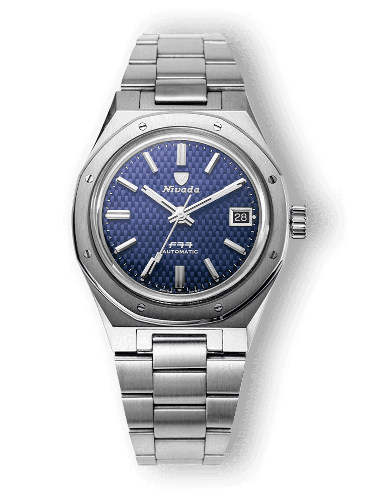 Nivada Grenchen F77 Bleu Date 69001A77