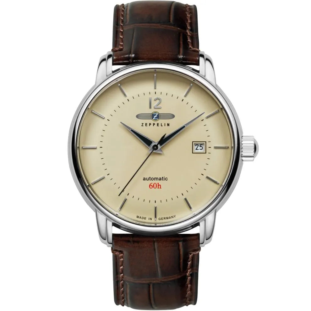 Zeppelin Orologio Da Uomo Monotimer 32019429 – Quarzo Svizzero, Cassa Acciaio 41mm, Pelle, Made In Germany