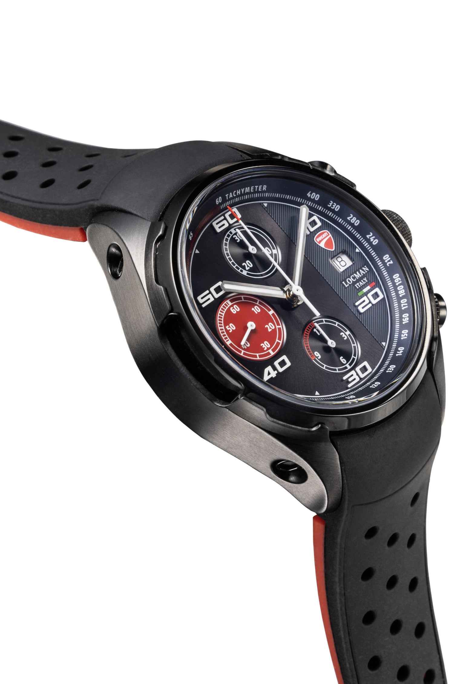 Locman Orologio Uomo Ducati Automatico, Cassa In Acciaio E Titanio 42mm, Cinturino Pelle Nera, Movimento Automatico Con Datario, Impermeabile 10 ATM.