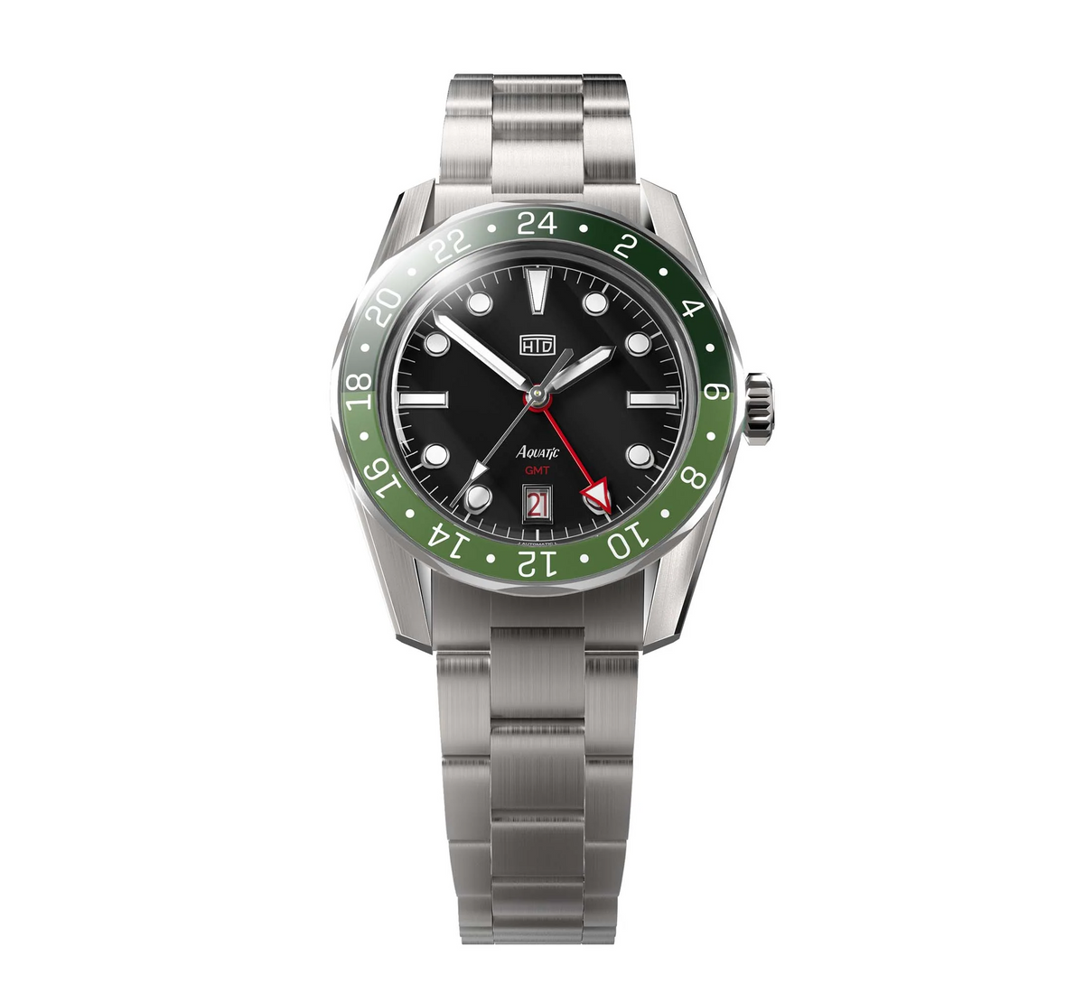 HTD Watches Aquatìc GMT World Timer Departure Green