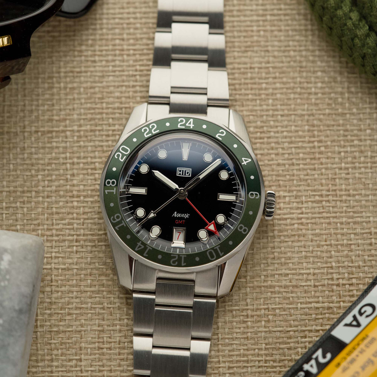 HTD Watches Aquatìc GMT World Timer Departure Green