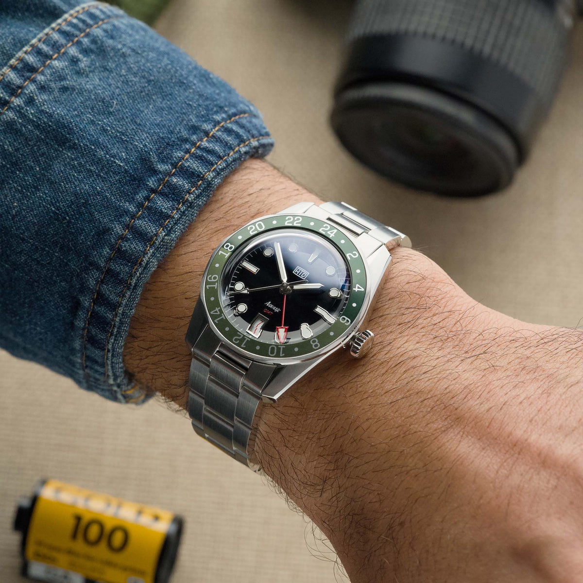 HTD Watches Aquatìc GMT World Timer Departure Green